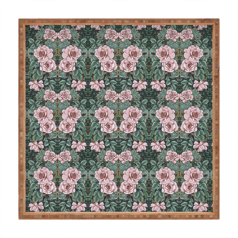 Marta Barragan Camarasa Ornate Vintage Rose Garden Square Tray