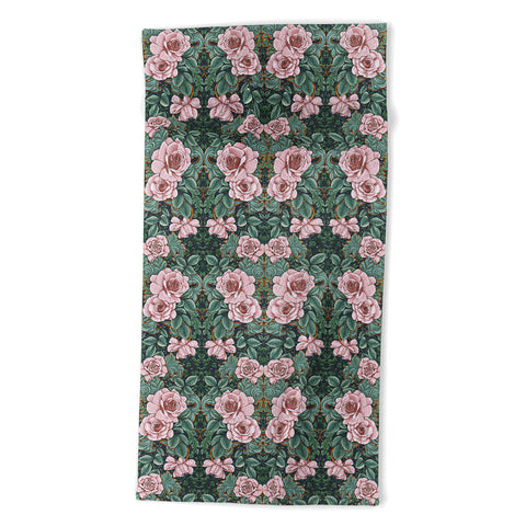 Marta Barragan Camarasa Ornate Vintage Rose Garden Beach Towel