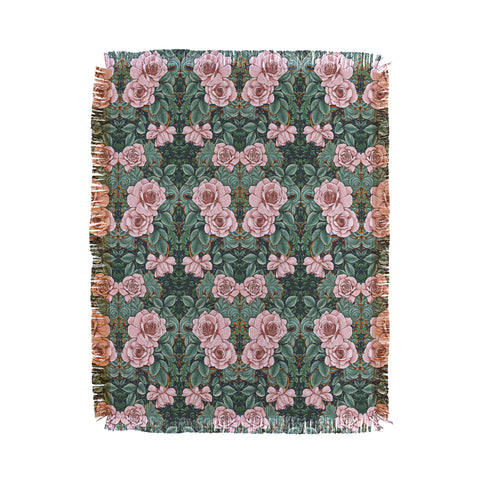 Marta Barragan Camarasa Ornate Vintage Rose Garden Throw Blanket