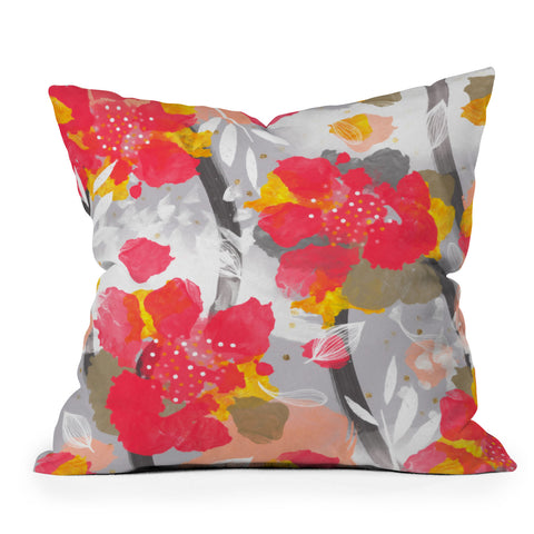 Marta Barragan Camarasa PAINT ABSTRACT FLOWERS Outdoor Throw Pillow