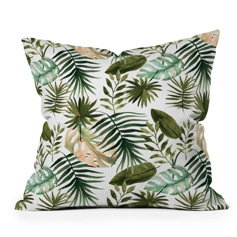 Marta Barragan Camarasa Painting watercolor leaves Outdoor Throw Pillow