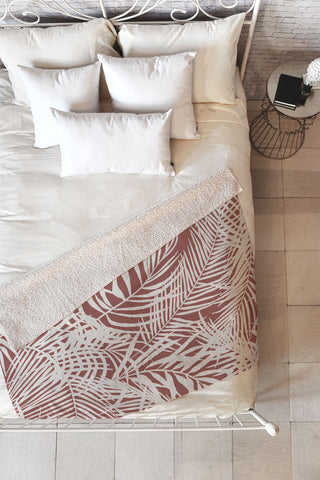 Marta Barragan Camarasa Palm leaf monochrome WPM Fleece Throw Blanket