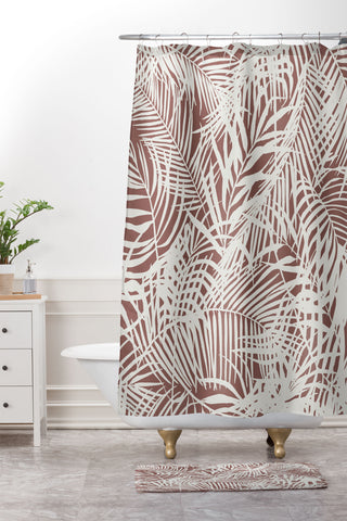 Marta Barragan Camarasa Palm leaf monochrome WPM Shower Curtain And Mat