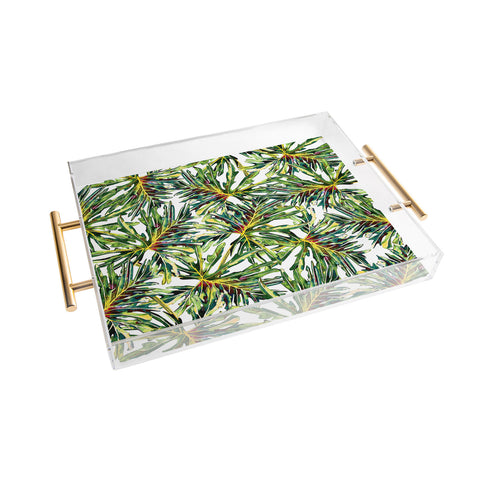 Marta Barragan Camarasa Palm leaves paradise Acrylic Tray