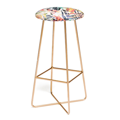 Marta Barragan Camarasa Palms leaf colorful paint 2PB Bar Stool