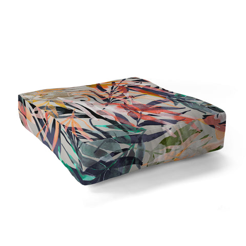 Marta Barragan Camarasa Palms leaf colorful paint 2PB Floor Pillow Square