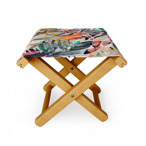 Marta Barragan Camarasa Palms leaf colorful paint 2PB Folding Stool