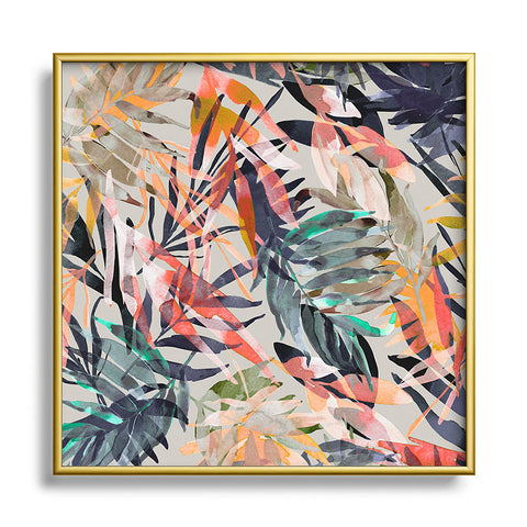 Marta Barragan Camarasa Palms leaf colorful paint 2PB Square Metal Framed Art Print