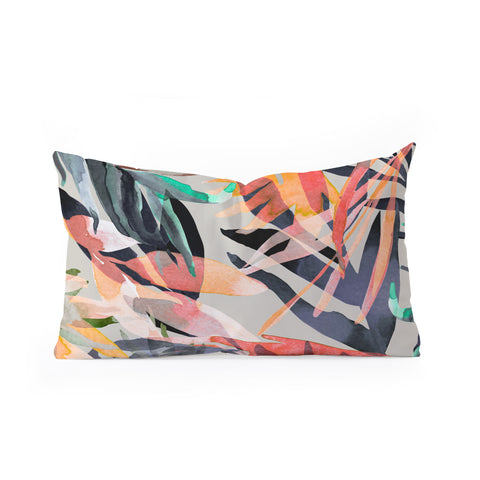 Marta Barragan Camarasa Palms leaf colorful paint 2PB Oblong Throw Pillow