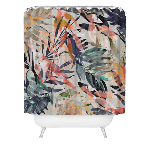 Marta Barragan Camarasa Palms leaf colorful paint 2PB Shower Curtain