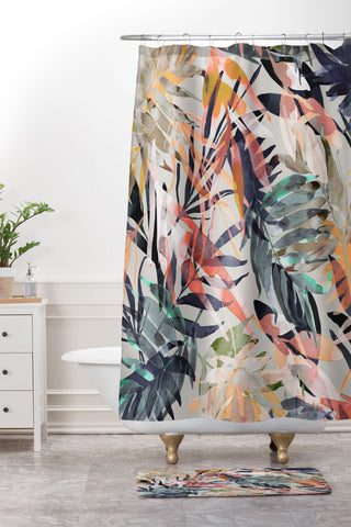 Marta Barragan Camarasa Palms leaf colorful paint 2PB Shower Curtain And Mat