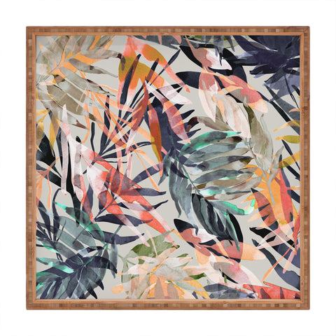 Marta Barragan Camarasa Palms leaf colorful paint 2PB Square Tray