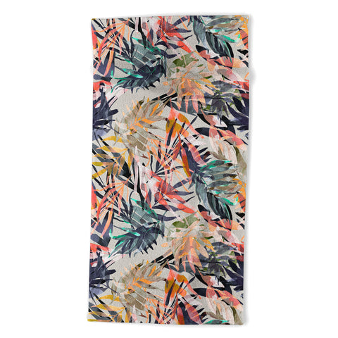 Marta Barragan Camarasa Palms leaf colorful paint 2PB Beach Towel