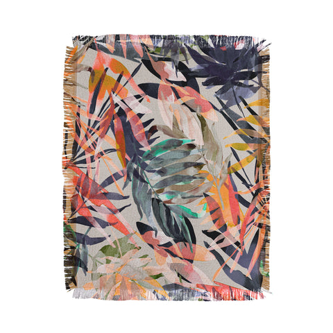 Marta Barragan Camarasa Palms leaf colorful paint 2PB Throw Blanket