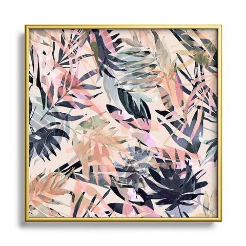 Marta Barragan Camarasa Palms leaf colorful paint PB Square Metal Framed Art Print