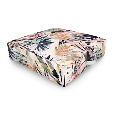 Marta Barragan Camarasa Palms leaf colorful paint PB Outdoor Floor Cushion
