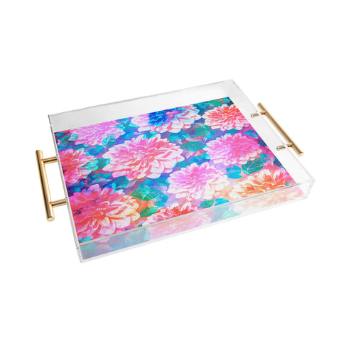 Marta Barragan Camarasa Pattern bloom with leaves saturated Acrylic Tray