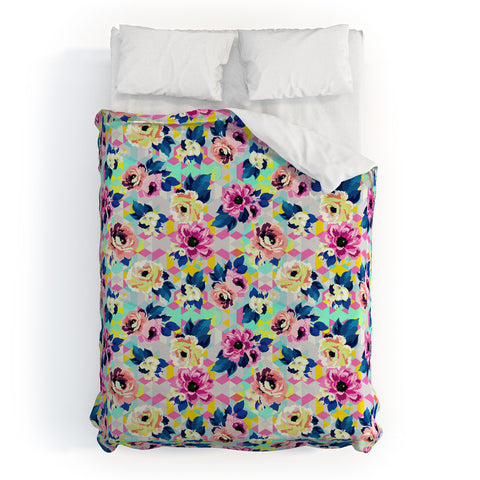 Marta Barragan Camarasa Pattern blooms along the geometry Duvet Cover
