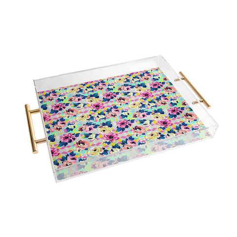 Marta Barragan Camarasa Pattern blooms along the geometry Acrylic Tray