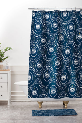 Marta Barragan Camarasa Pattern boho eyes III Shower Curtain And Mat