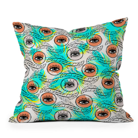 Marta Barragan Camarasa Pattern boho eyes Outdoor Throw Pillow