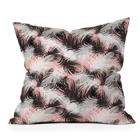 Marta Barragan Camarasa Pattern feathers and drops of copper Outdoor Throw Pillow
