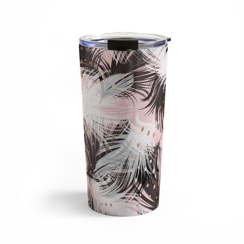Marta Barragan Camarasa Pattern feathers and drops of copper Travel Mug
