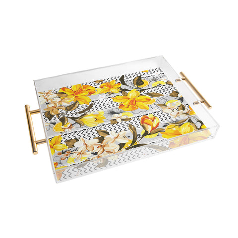 Marta Barragan Camarasa Pattern flowers and fruits Acrylic Tray