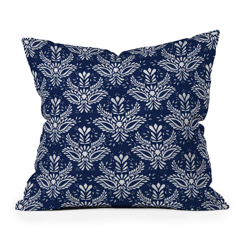 Marta Barragan Camarasa Pattern Indigo watercolor Outdoor Throw Pillow