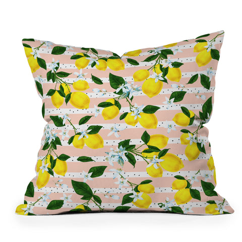 Marta Barragan Camarasa Pattern of flowery lemons Outdoor Throw Pillow