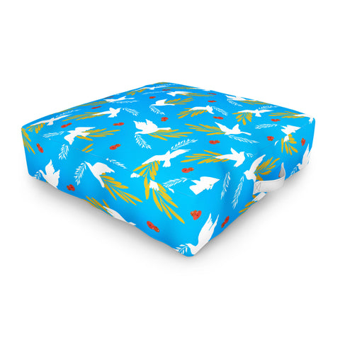 Marta Barragan Camarasa Peace doves in flight A Outdoor Floor Cushion