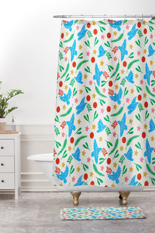 Marta Barragan Camarasa Peace doves in flight B Shower Curtain And Mat
