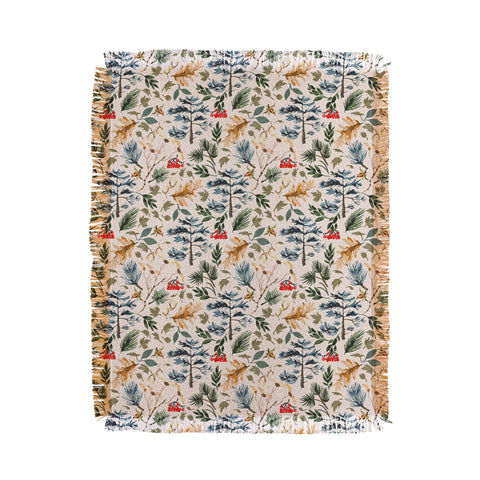 Marta Barragan Camarasa Pine Sprigs and Wildlife Throw Blanket