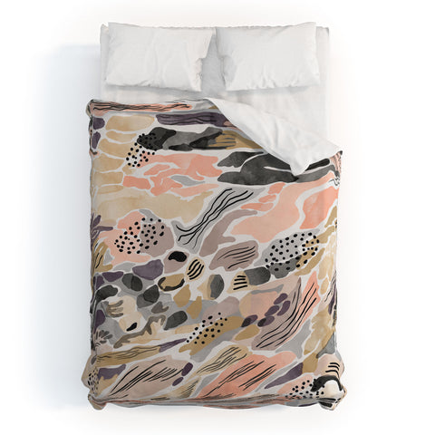 Marta Barragan Camarasa Pink abstract artistic brushes Duvet Cover