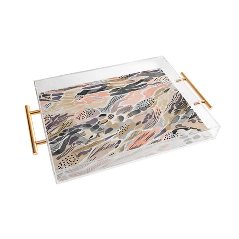 Marta Barragan Camarasa Pink abstract artistic brushes Acrylic Tray