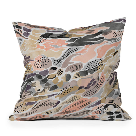Marta Barragan Camarasa Pink abstract artistic brushes Outdoor Throw Pillow