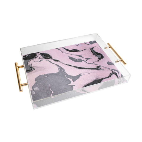 Marta Barragan Camarasa Pink and black marbling paper Acrylic Tray