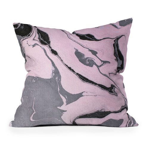 Marta Barragan Camarasa Pink and black marbling paper Outdoor Throw Pillow