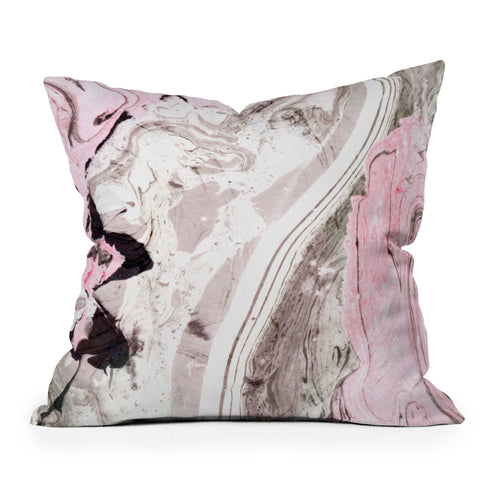 Marta Barragan Camarasa Pink and gray marble Outdoor Throw Pillow