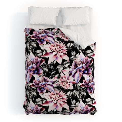 Marta Barragan Camarasa Pink bloom in the dark Duvet Cover