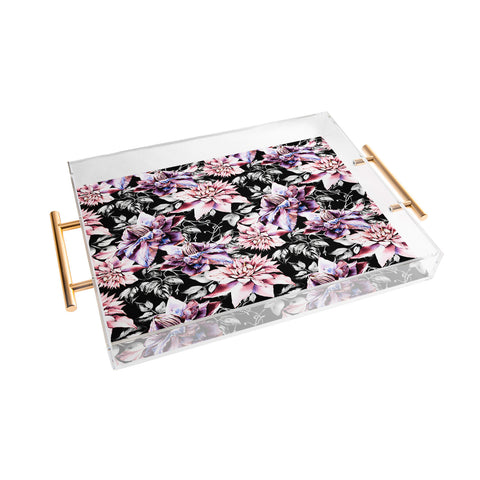 Marta Barragan Camarasa Pink bloom in the dark Acrylic Tray