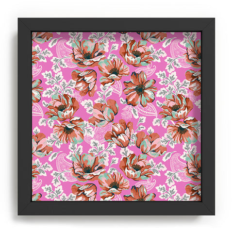 Marta Barragan Camarasa Pink flowers and paisleys 23 Recessed Framing Square