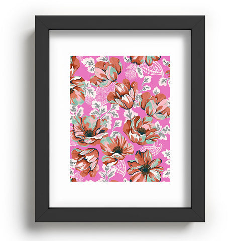 Marta Barragan Camarasa Pink flowers and paisleys 23 Recessed Framing Rectangle