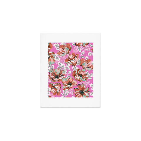 Marta Barragan Camarasa Pink flowers and paisleys 23 Art Print