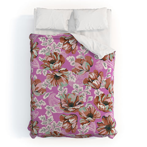 Marta Barragan Camarasa Pink flowers and paisleys 23 Duvet Cover