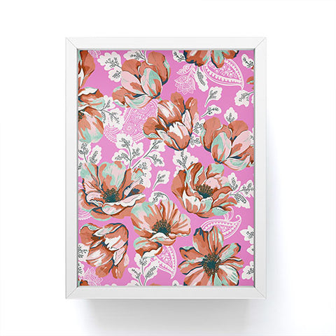 Marta Barragan Camarasa Pink flowers and paisleys 23 Framed Mini Art Print