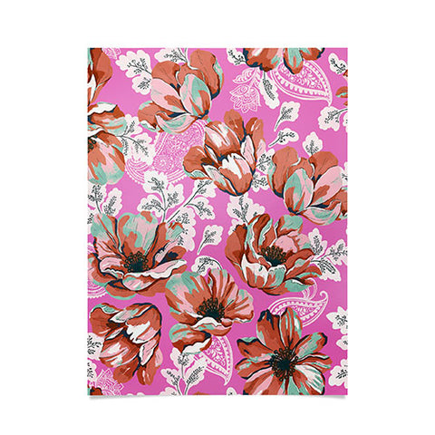 Marta Barragan Camarasa Pink flowers and paisleys 23 Poster