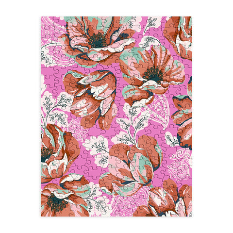 Marta Barragan Camarasa Pink flowers and paisleys 23 Puzzle