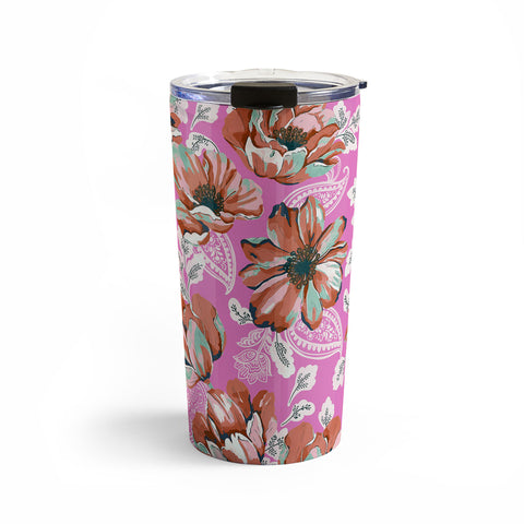 Marta Barragan Camarasa Pink flowers and paisleys 23 Travel Mug