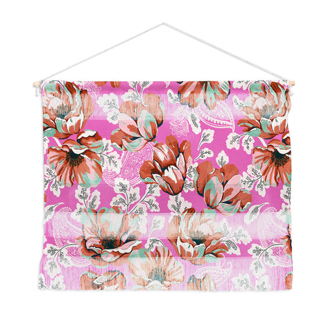 Marta Barragan Camarasa Pink flowers and paisleys 23 Wall Hanging Landscape